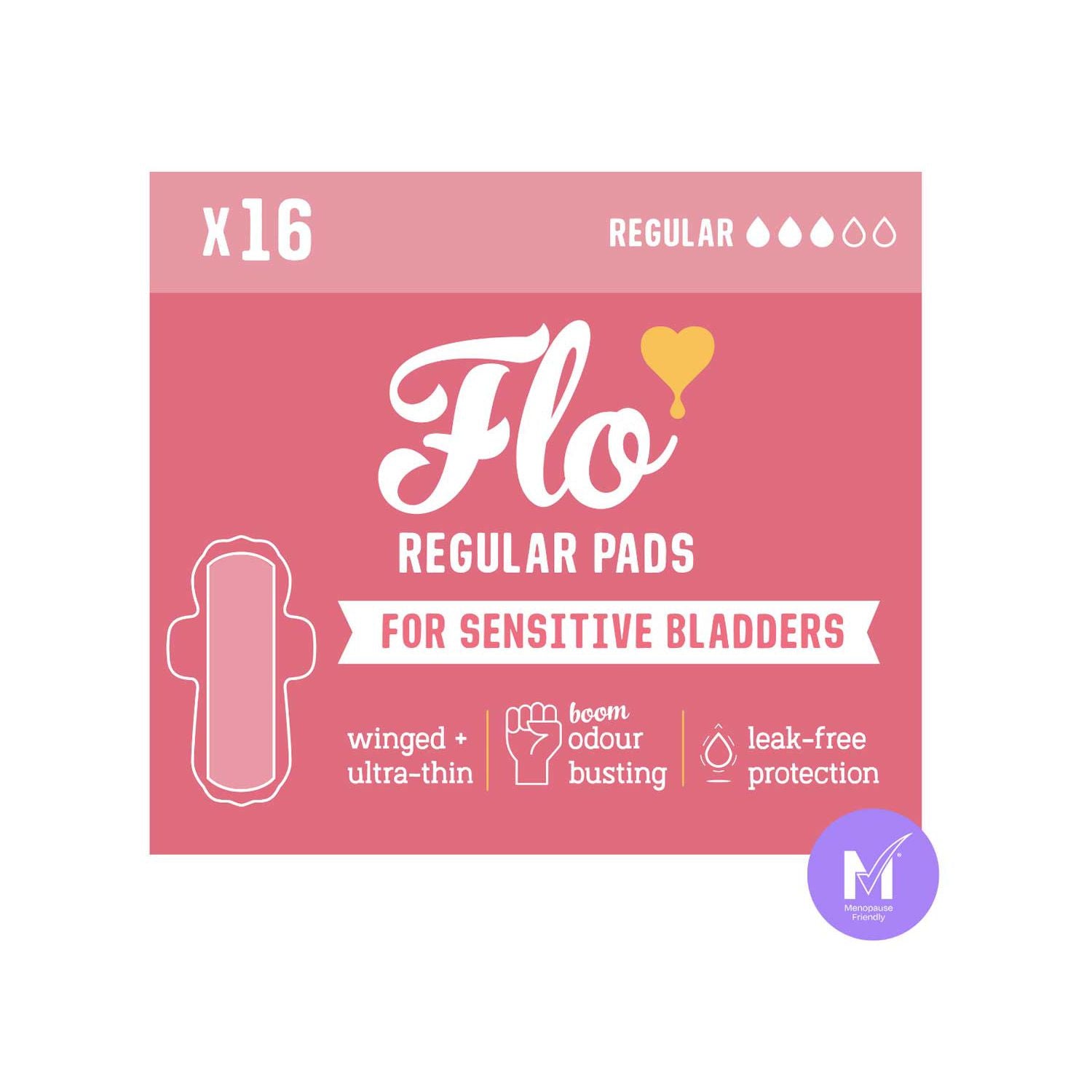 Flo Sensitive Bladder Bamboo Regular Pads with Wings 16 pads (British brand)