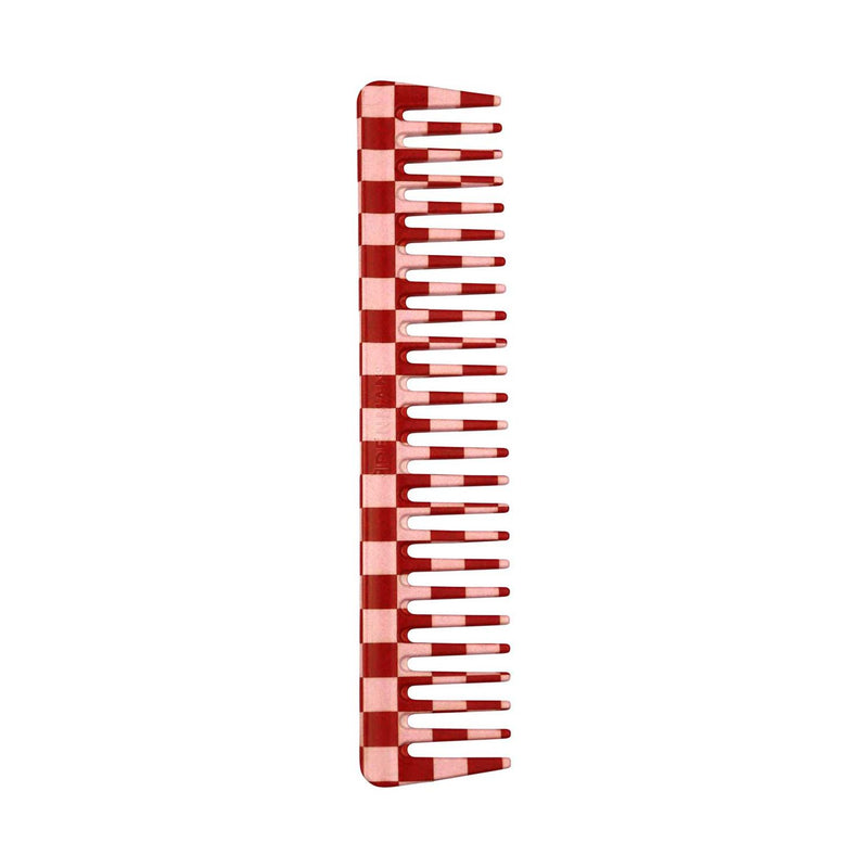 Denman pink and red checked deluxe detangle comb, UK version