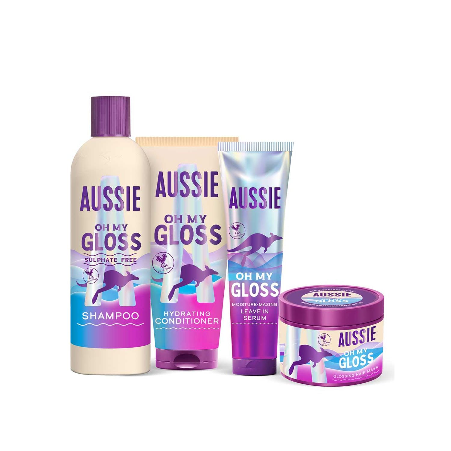 Aussie Oh My Gloss Hair Bundle Shampoo Conditioner Mask Serum - British product