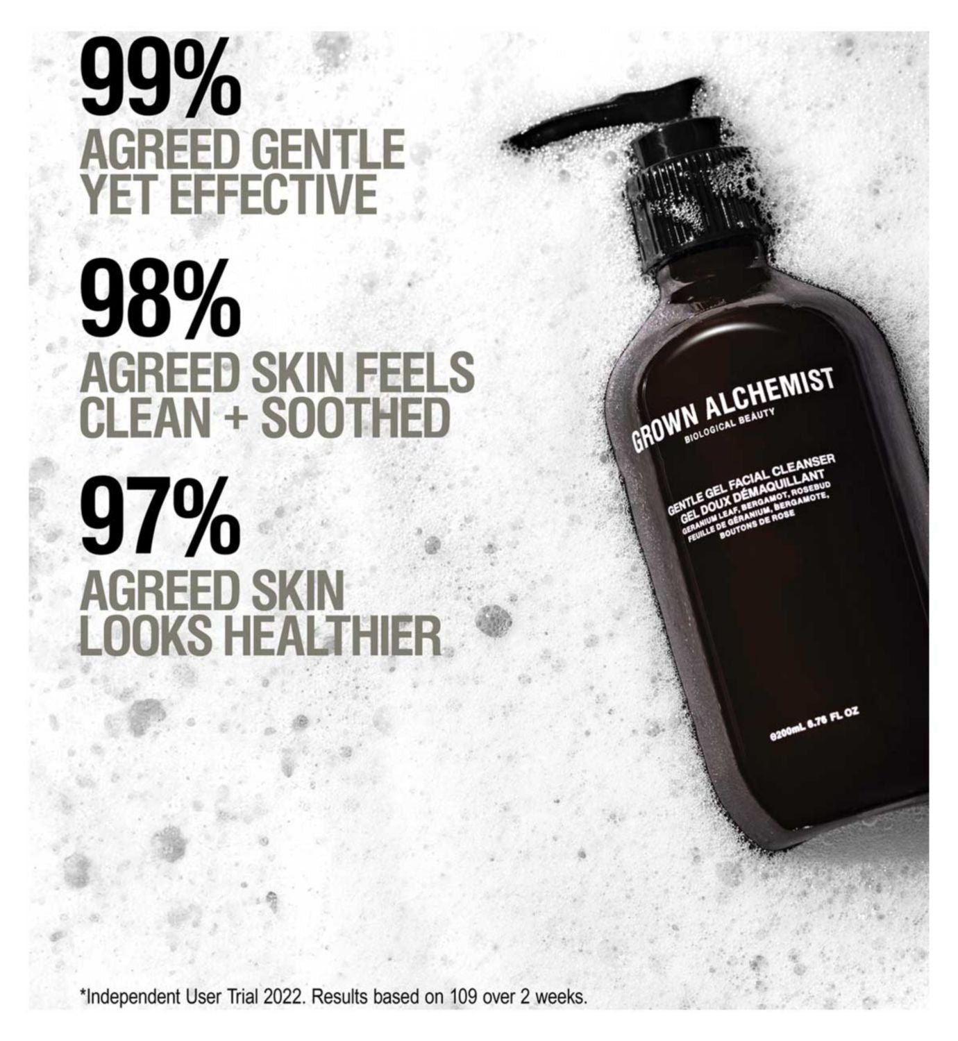Grown Alchemist gentle gel facial cleanser 50ml, imported from the UK