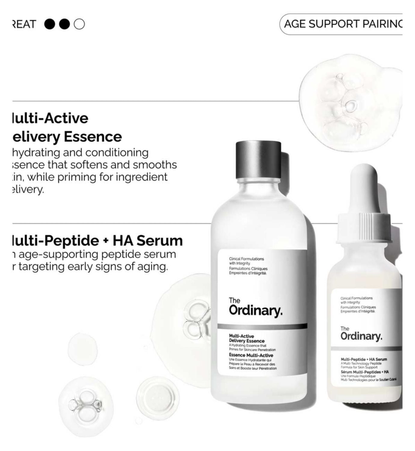 The Ordinary Age Support Bundle with essence and serum (British brand)