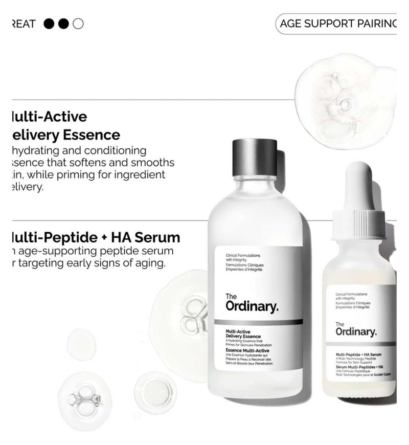 The Ordinary Age Support Bundle with essence and serum (British brand)