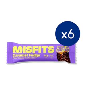 Misfits Caramel Fudge Protein Bar 50g 6 pack, imported from the UK
