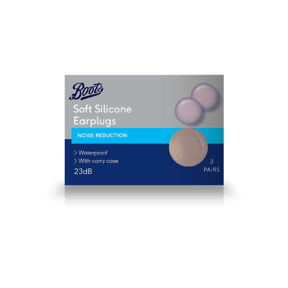 Boots soft silicone earplugs 3 pairs, imported from the UK