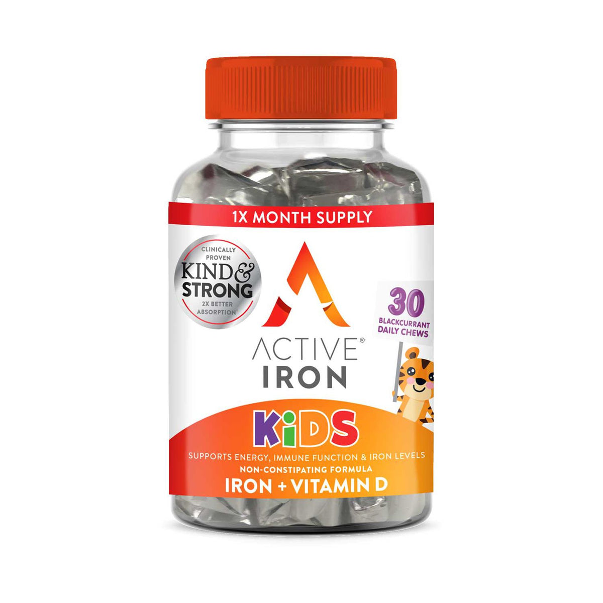 Active Iron Kids daily iron and vitamin D chewable vitamins 30S, UK version