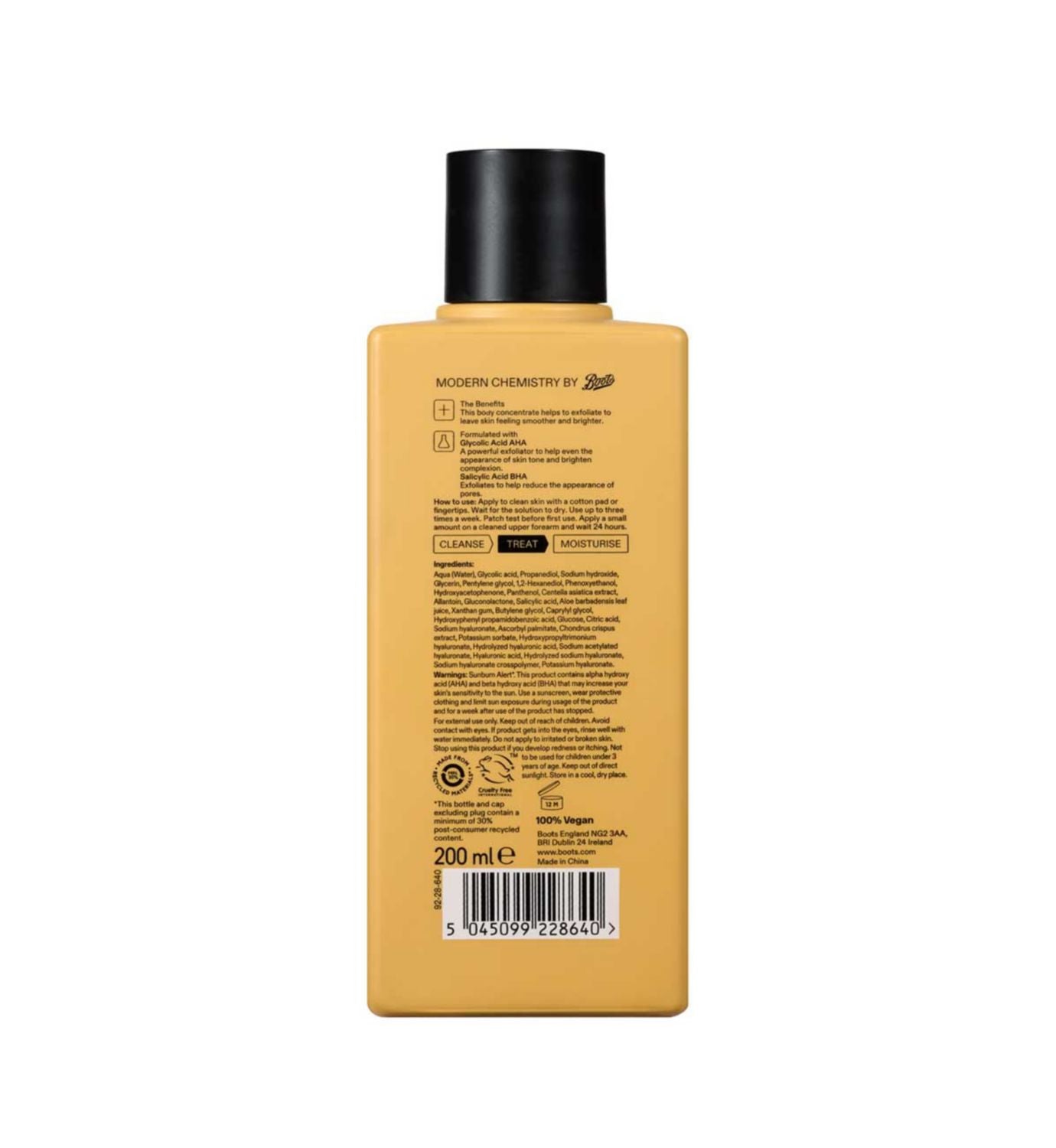 Boots Modern Chemistry Glow Body Concentrate Toner 200ml, imported from the UK