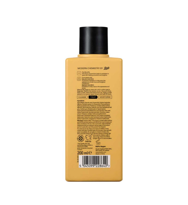 Boots Modern Chemistry Glow Body Concentrate Toner 200ml, imported from the UK