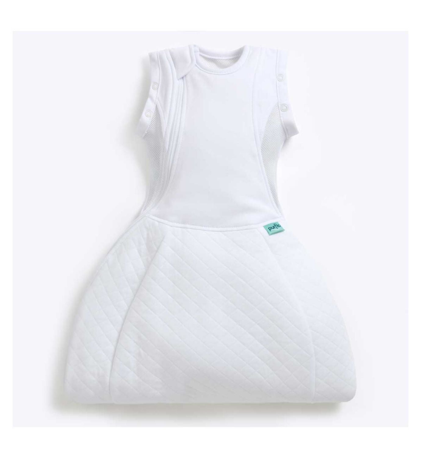 Purflo swaddle to sleep bag 2.5 Tog Soft White - British product
