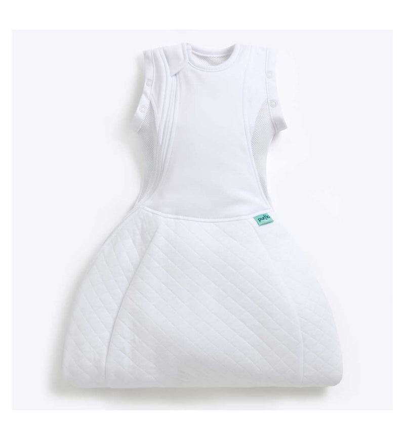 Purflo swaddle to sleep bag 2.5 Tog Soft White - British product