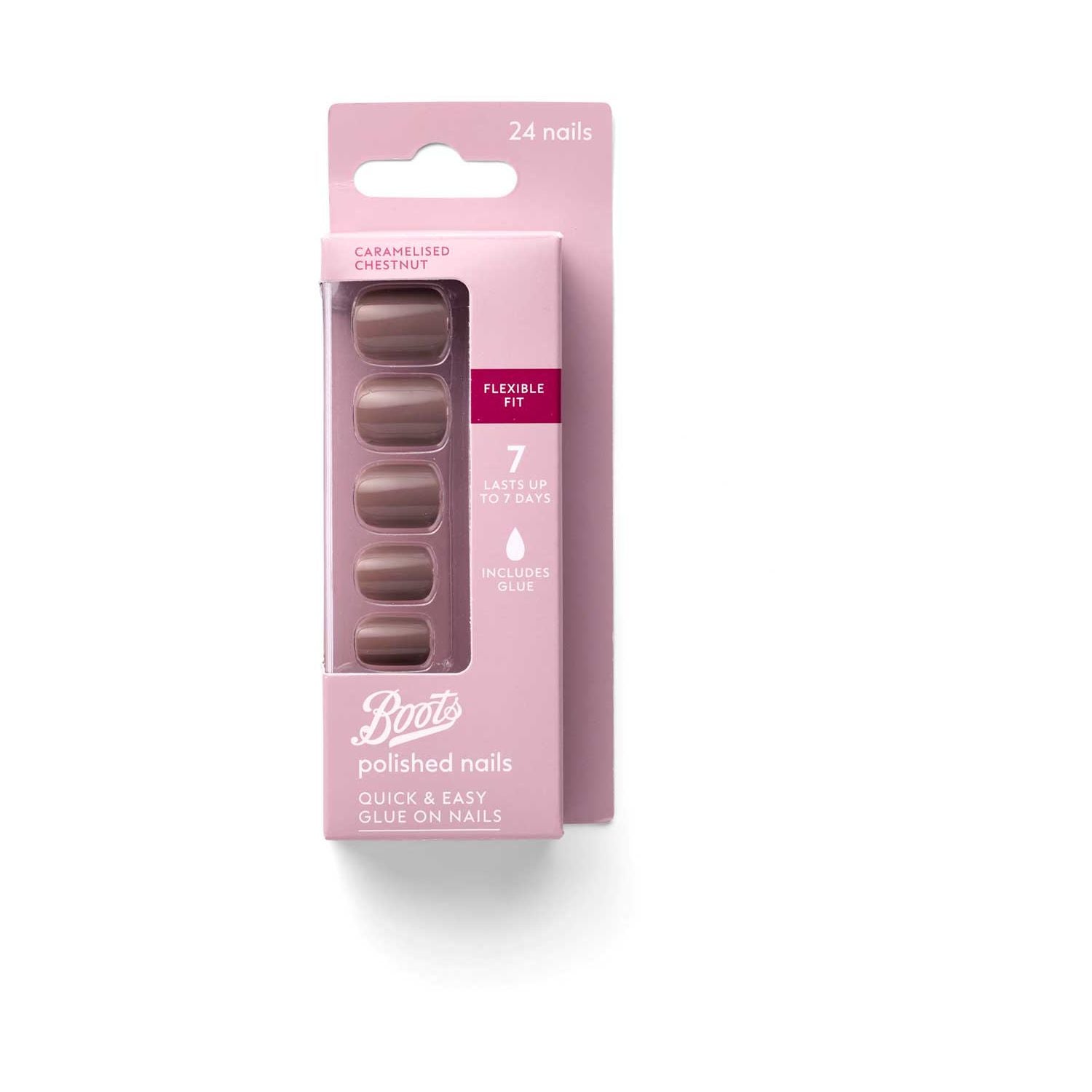 Boots false nails Caramelised Chestnut x24 (British brand)