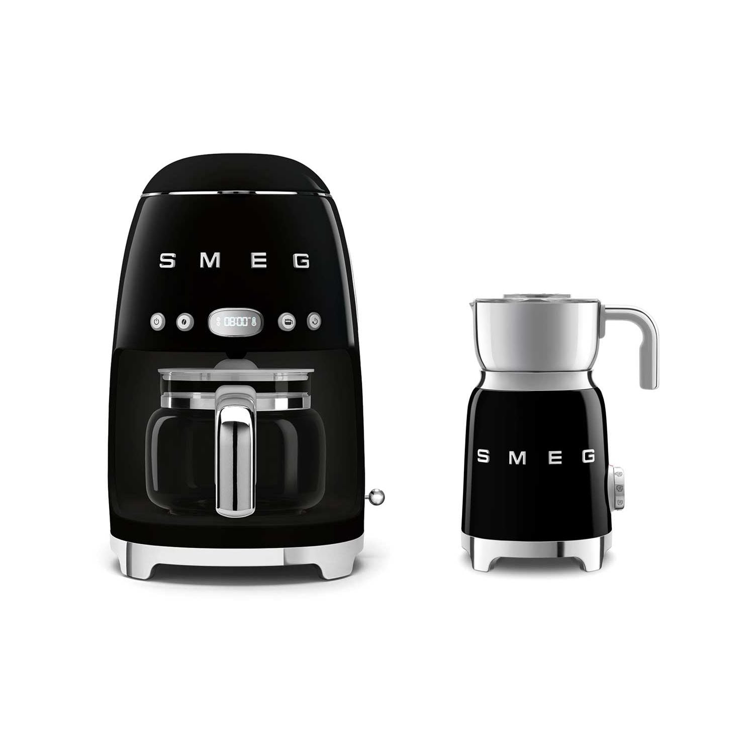 Smeg coffee machine and milk frother set black (British brand)