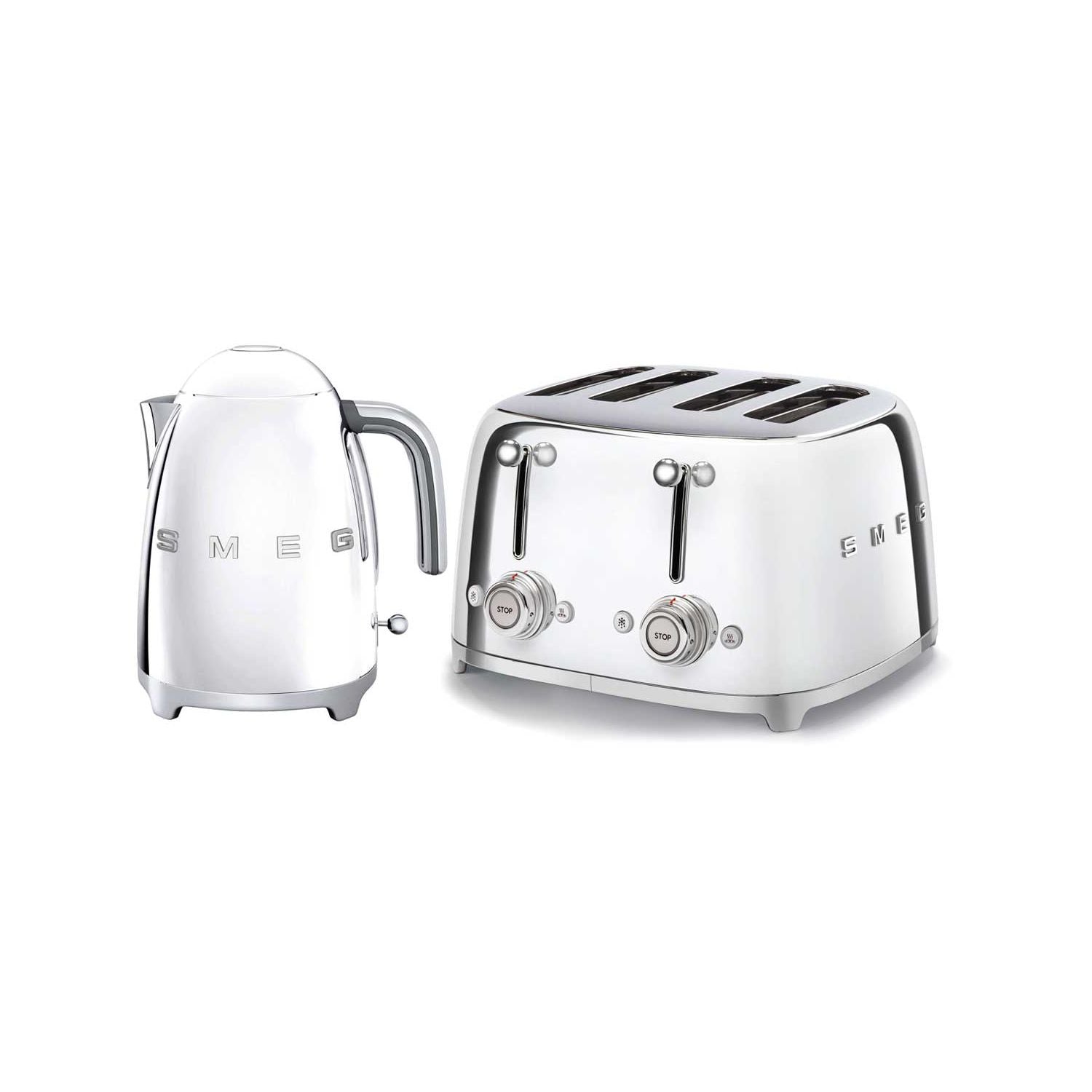 Smeg kettle and toaster set 50s stainless steel, UK version
