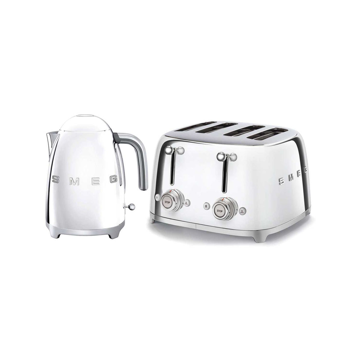 Smeg kettle and toaster set 50s stainless steel, UK version