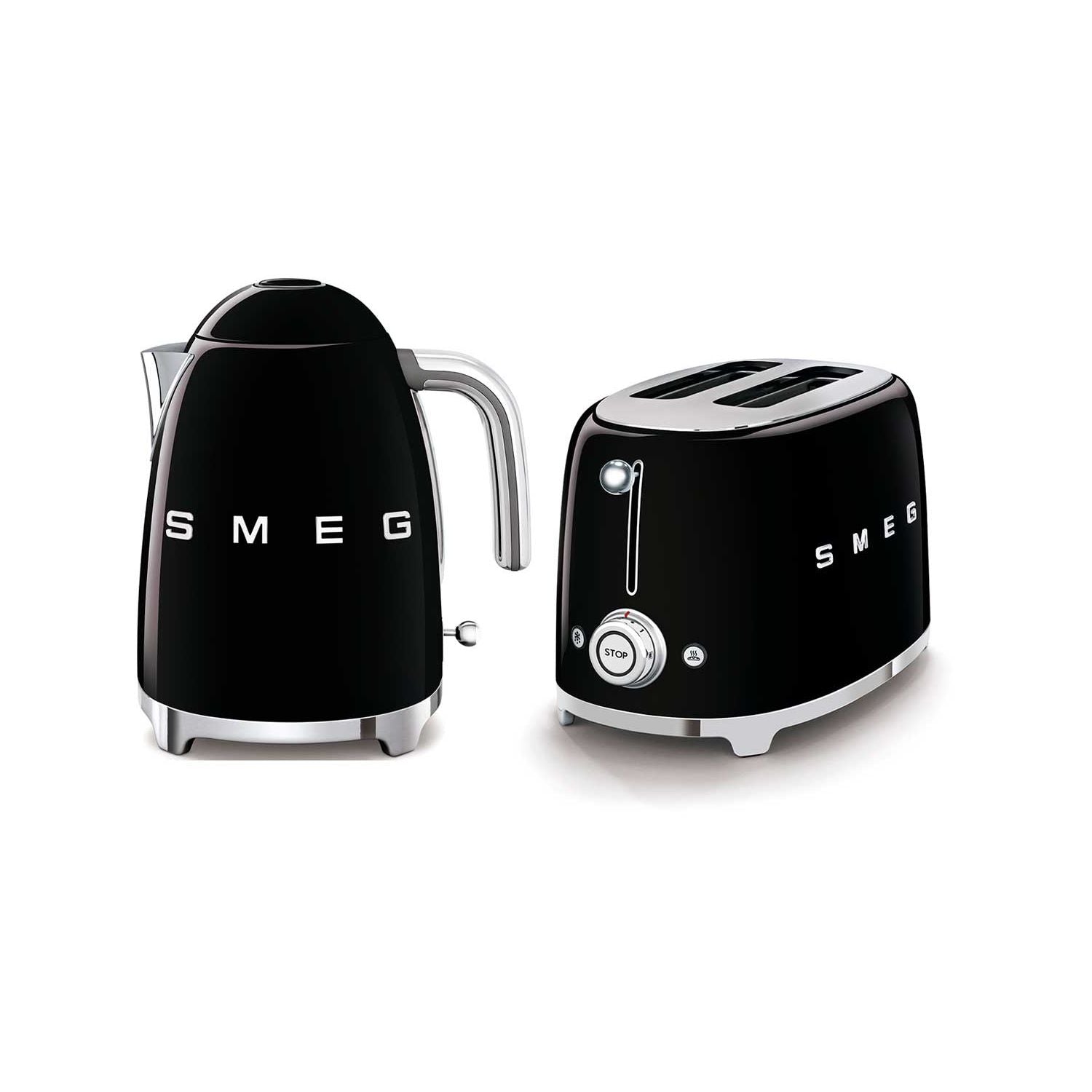 Smeg kettle and toaster set in black (British brand)