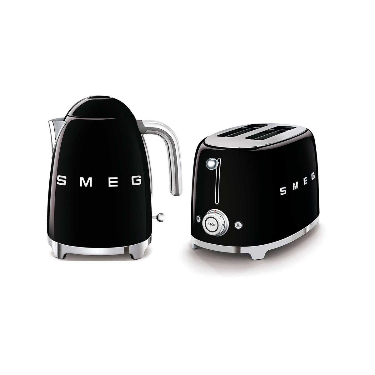 Smeg kettle and toaster set in black (British brand)