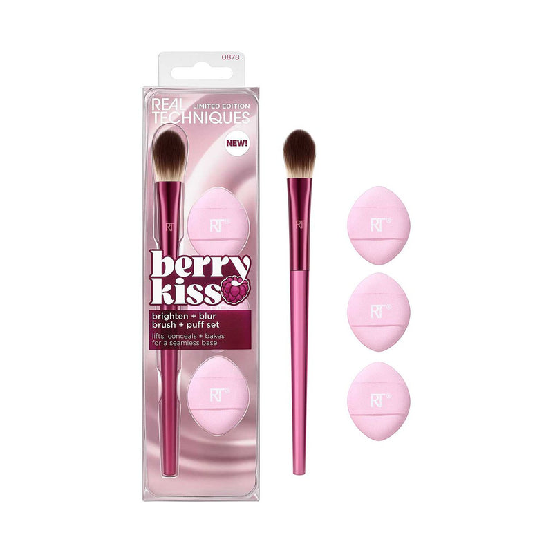 Real Techniques Berry Kiss brightening brush and puff kit (British brand)