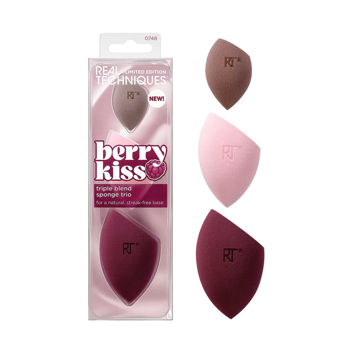 Real Techniques Berry Kiss limited edition makeup sponge trio, UK version