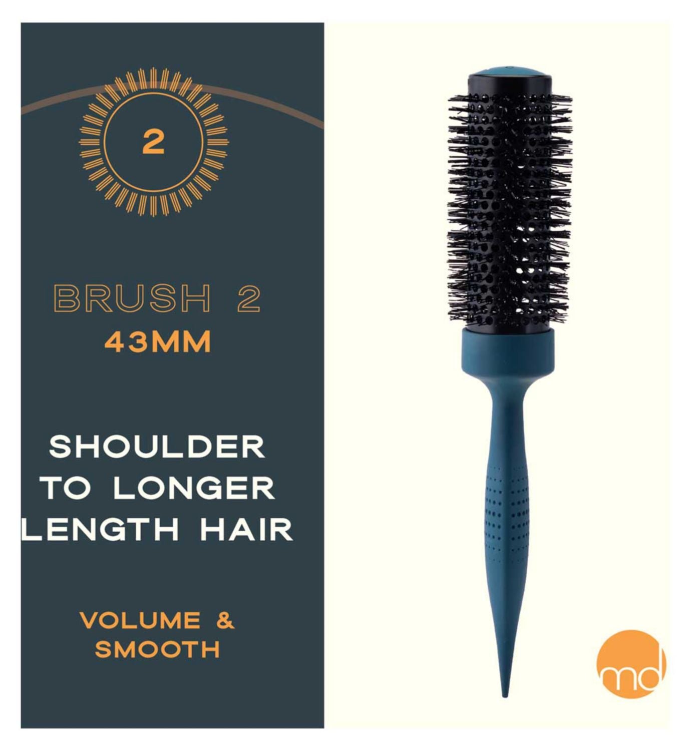 mdlondon Radial 2 hairbrush olive green 43mm ceramic radial brush, imported from the UK