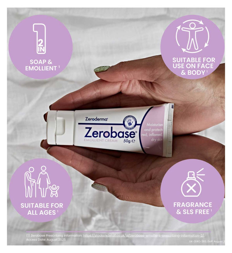 Zeroderma Zerobase emollient cream 50g (British brand)