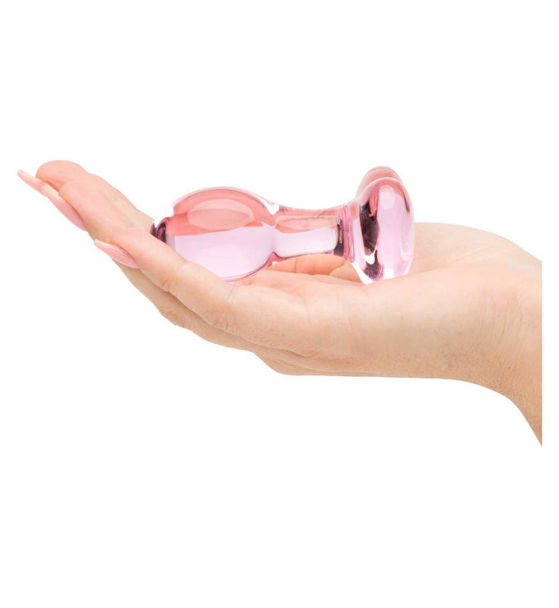 Lovehoney small heart glass butt plug, imported from the UK