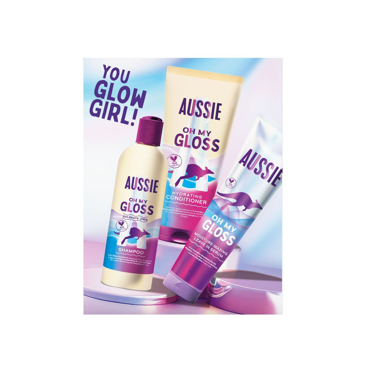 Aussie Oh My Gloss hydrating giftset with shampoo and conditioner - British product