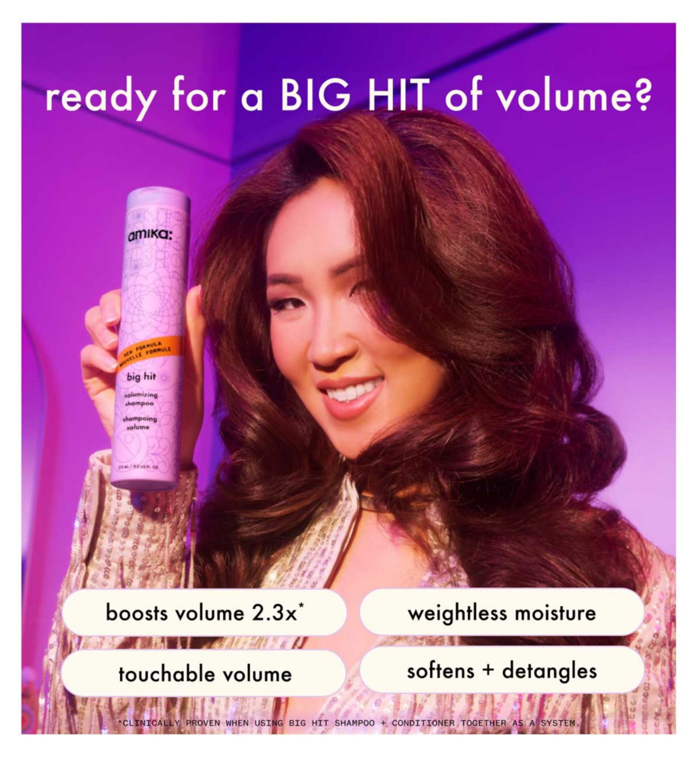 Amika Big Hit volumizing shampoo 275ml, UK version