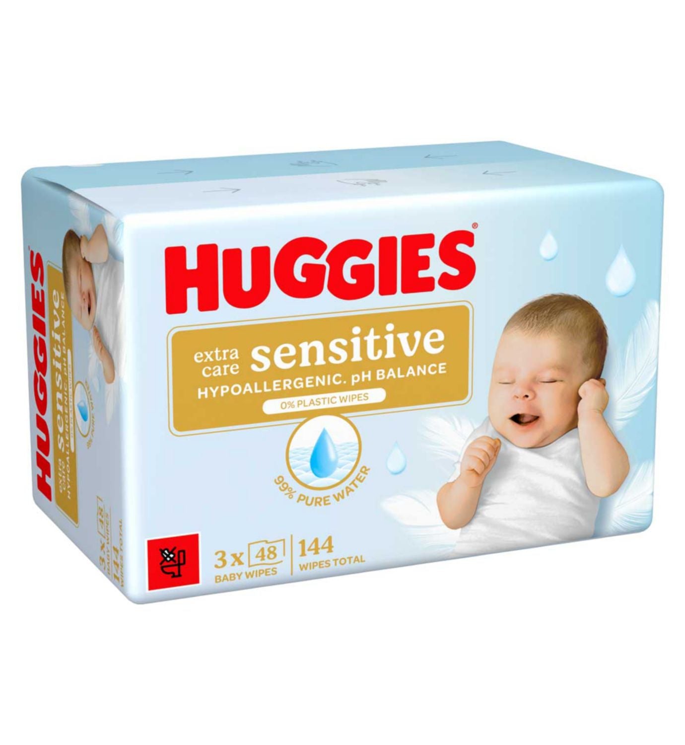Huggies Extra Care Sensitive baby wipes Triplo Pack 48x3, UK version