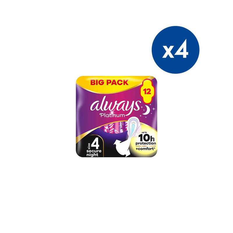 Always Platinum sanitary pads night size 4, UK version