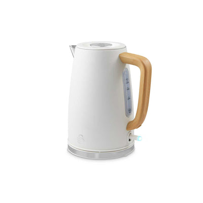Boots Swan Fjord Jug Kettle White with Wooden Accents 1.7L Electric Kettle- Buy online at McGrocer