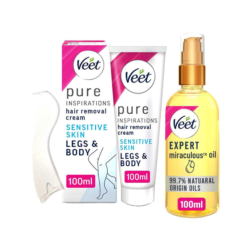 Veet Pure Sensitive hair removal cream with oil 100ml, UK version