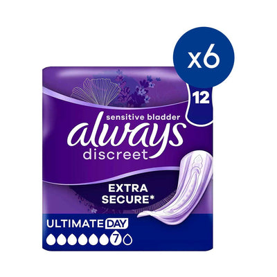 Boots Always Discreet Incontinence Pads Plus Ultimate Day x12 Bundle- Buy online at McGrocer