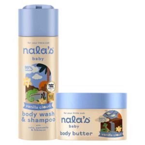 Nala's Baby Vanille Wolken Körperpflege Set 200ml+200ml, importiert aus Großbritannien