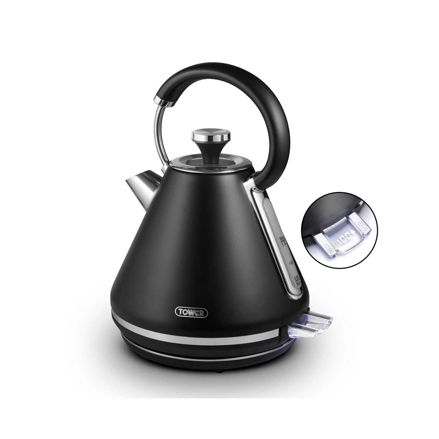Tower Mirage variable kettle black with chrome trim, UK version