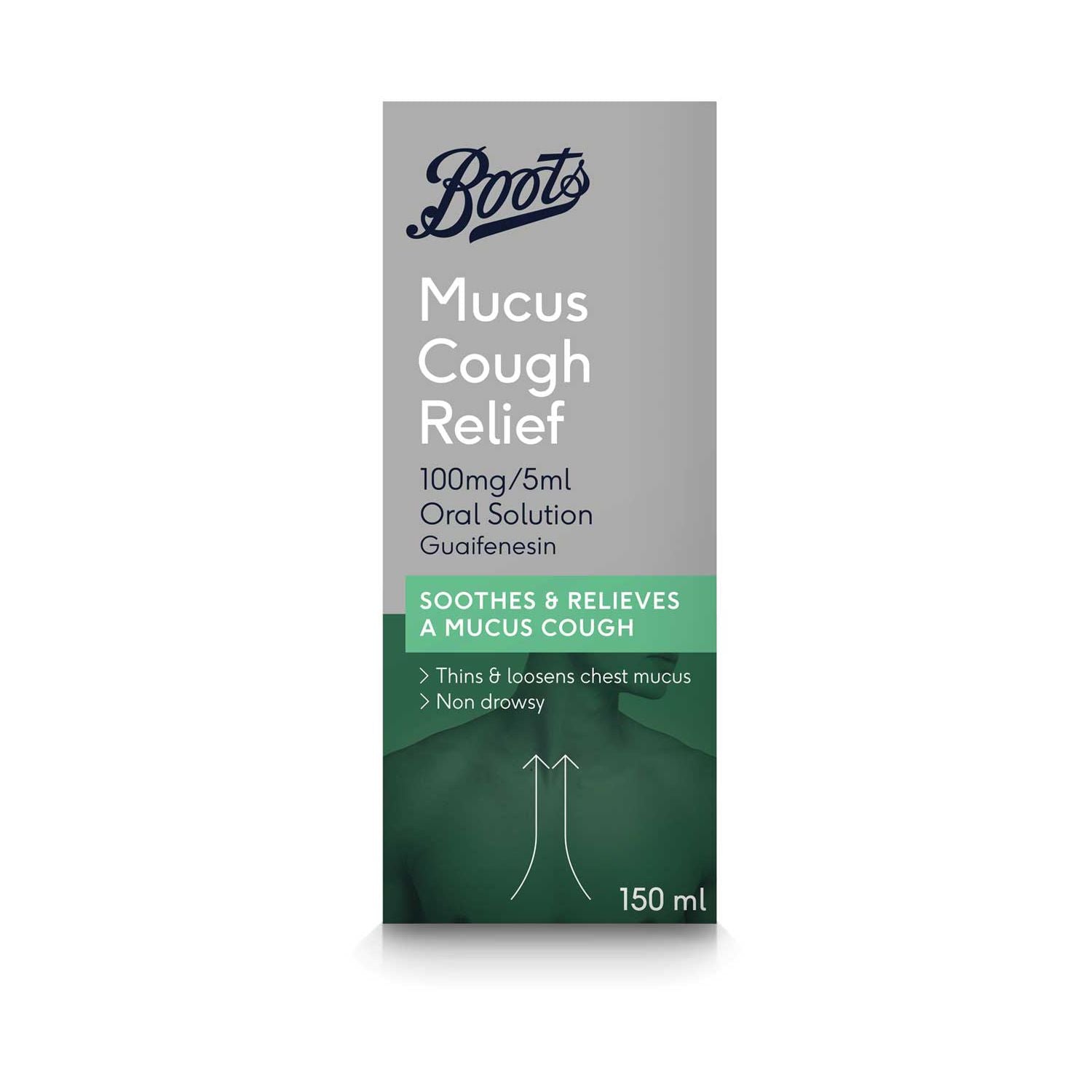 Boots Mucus Cough Relief oral solution 100mg/5ml 150ml - British product