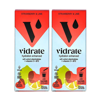 Boots Vidrate Natural Hydration Strawberry & Lime Sugar-Free Sachets 2 x 12s- Buy online at McGrocer