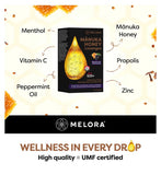 Melora Manuka Honey Lozenges blackcurrant 12 pack, imported from the UK
