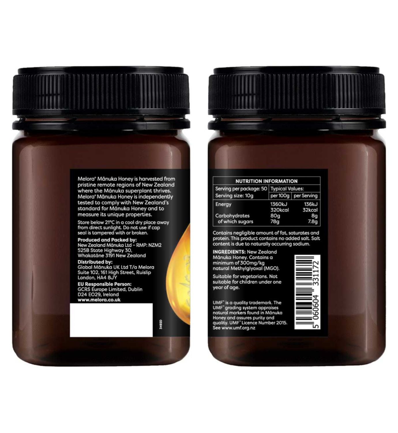 Melora Manuka Honey MGO 300 500g (British brand)