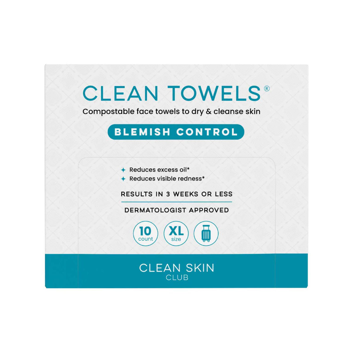 Clean Skin Club blemish control face towels 10ct, imported from the UK