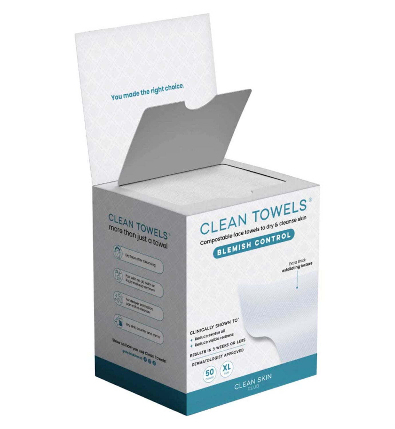 Clean Skin Club face towels Blemish Control 50 count (British brand)