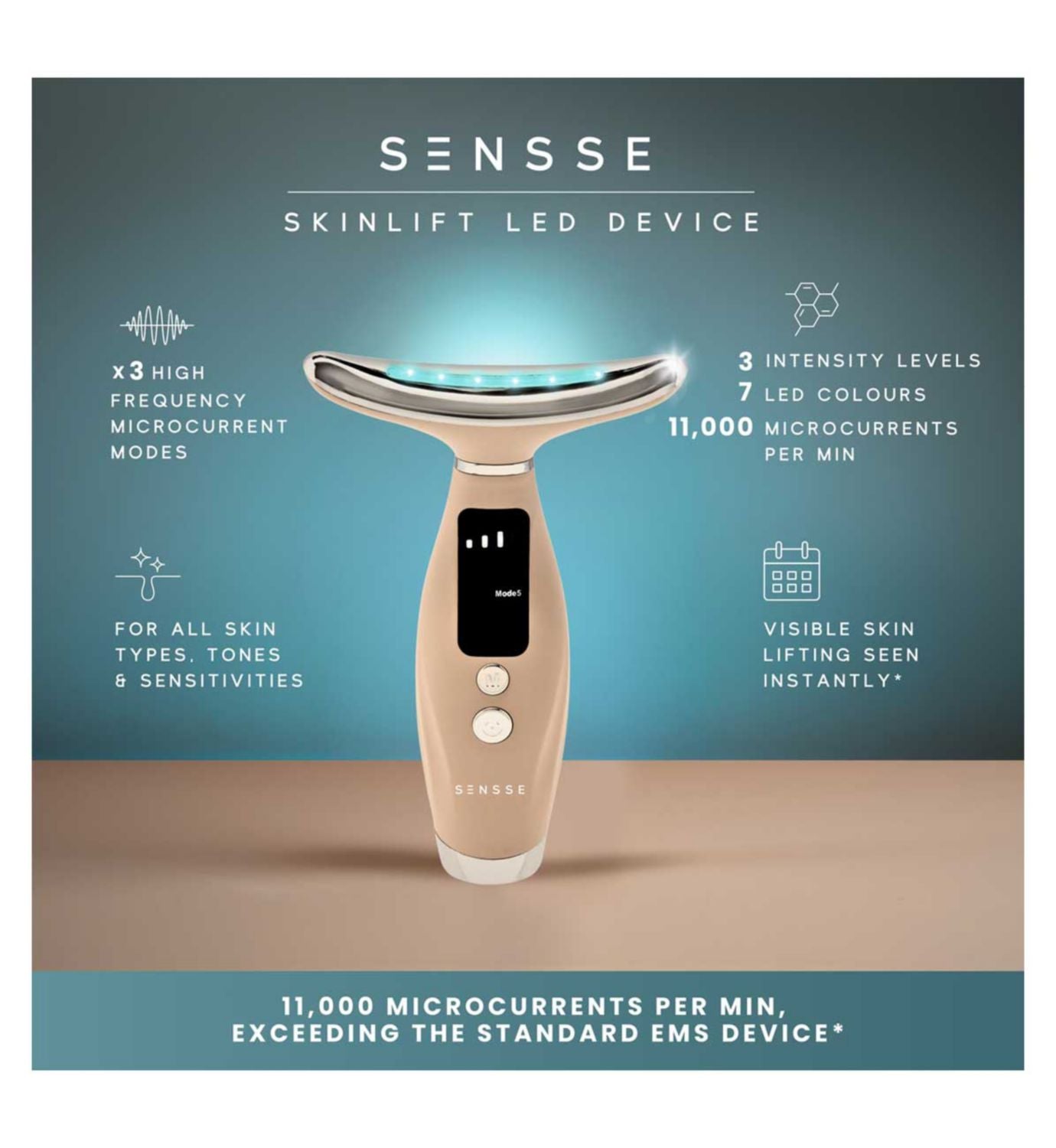 Sensse SkinLift LED face and neck toner device, UK version