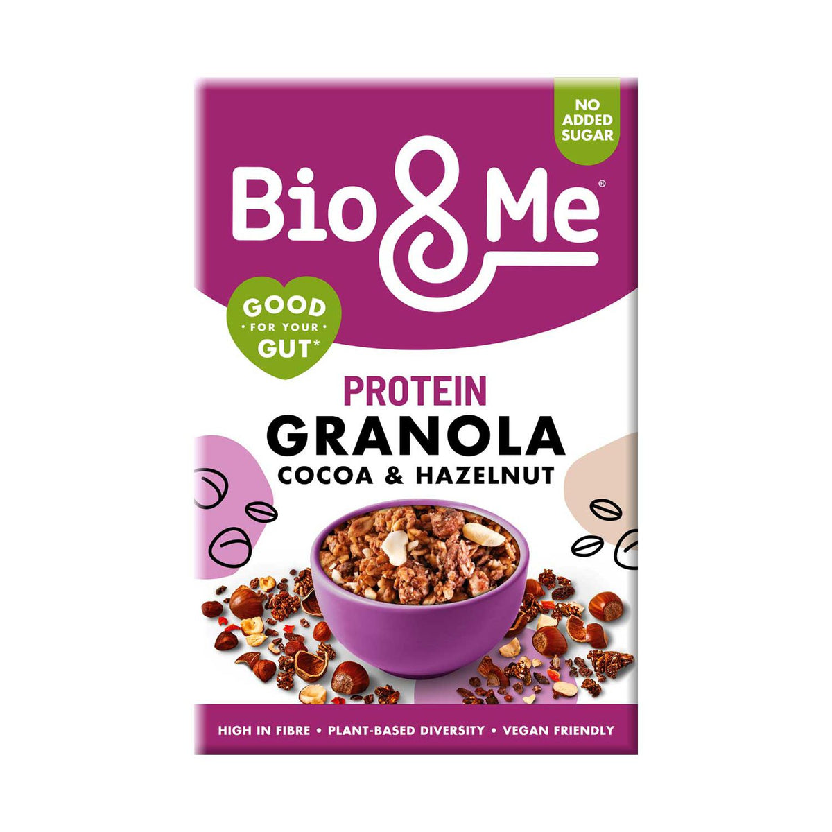 Bio&Me cocoa hazelnut protein granola 360g, imported from the UK