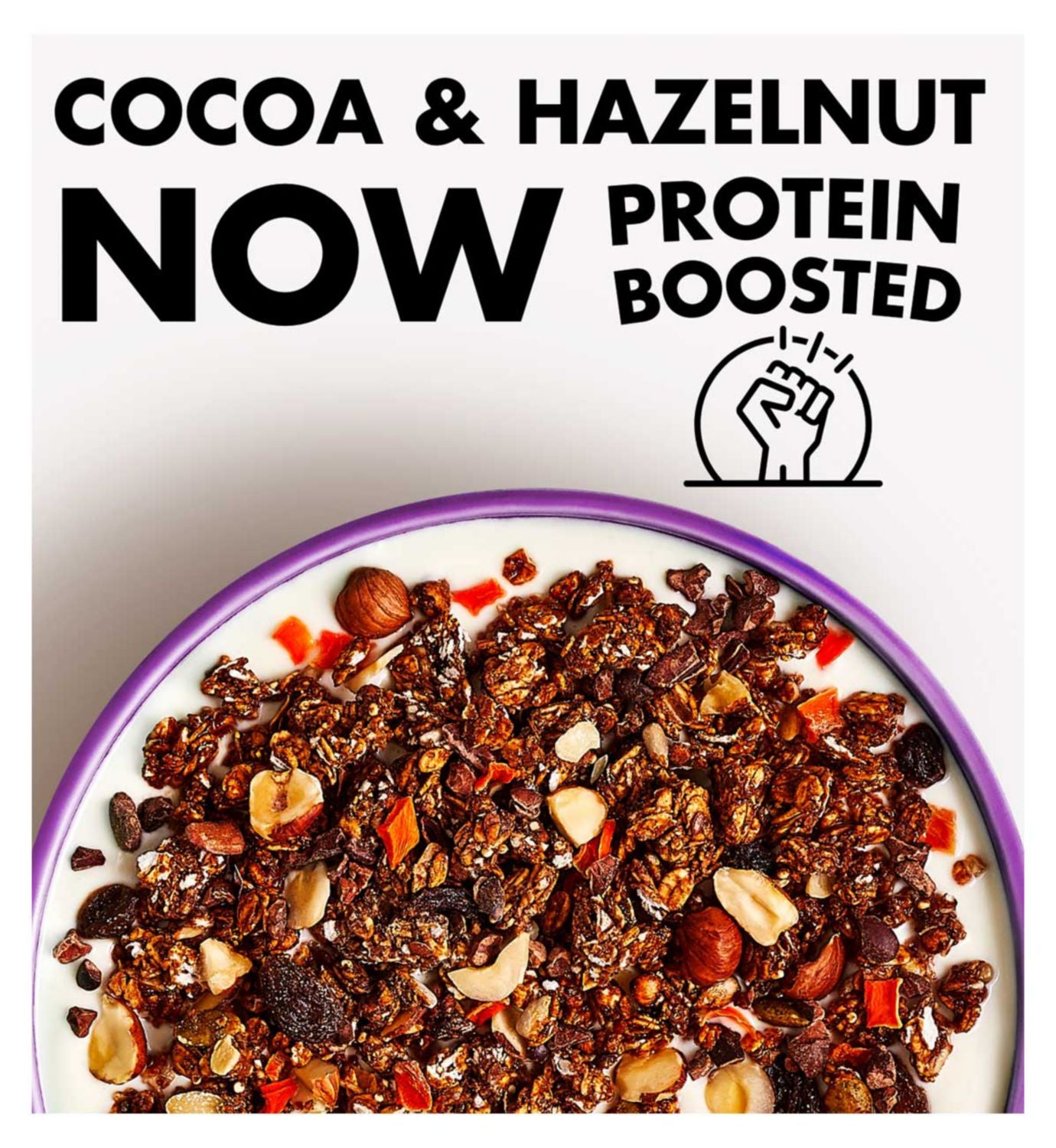 Bio&Me cocoa hazelnut protein granola 360g, imported from the UK
