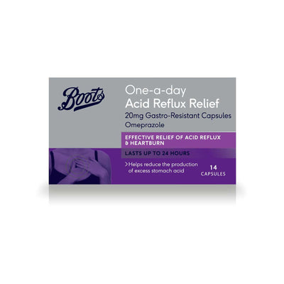 Boots Boots One-a-day Acid Reflux Relief 20mg Gastro-Resistant Capsules, 14 Capsules- Buy online at McGrocer