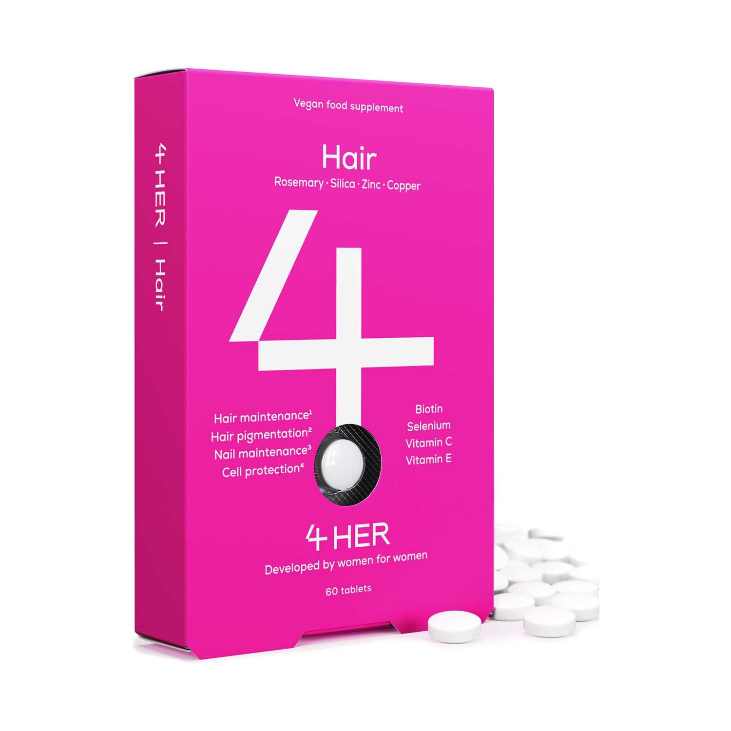 4HER Hair supplement 60 vegan tablets, imported from the UK