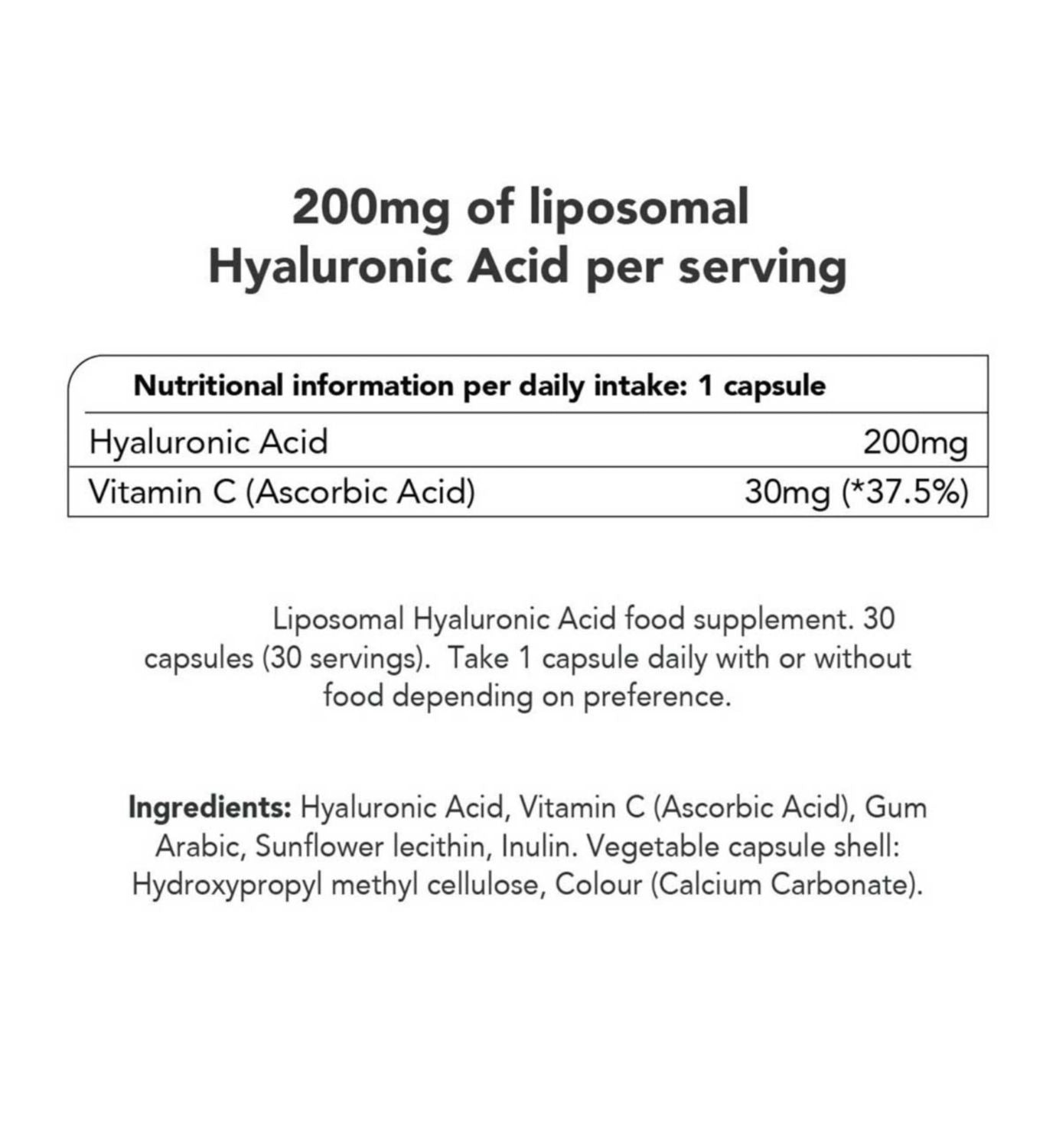 Zooki liposomal hyaluronic acid capsules 30 day supply, imported from the UK