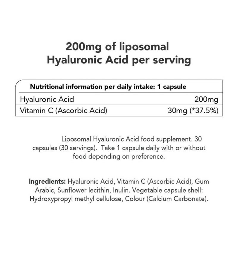 Zooki liposomal hyaluronic acid capsules 30 day supply, imported from the UK