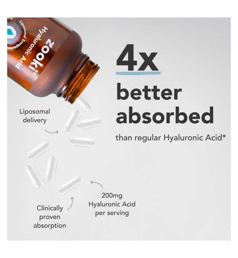 Zooki liposomal hyaluronic acid capsules 30 day supply, imported from the UK