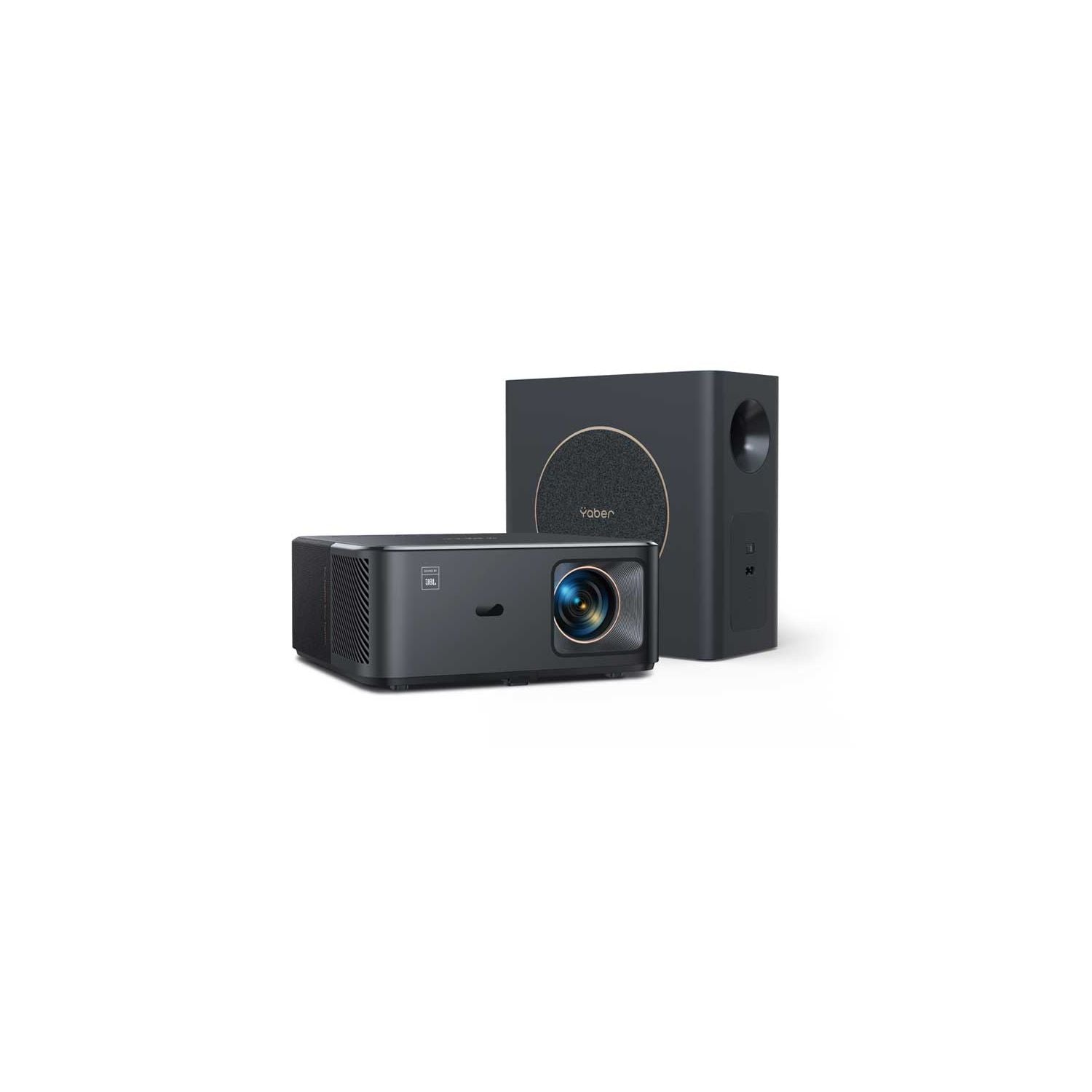 Yaber K2s Pro projector with subwoofer and JBL speakers, UK version