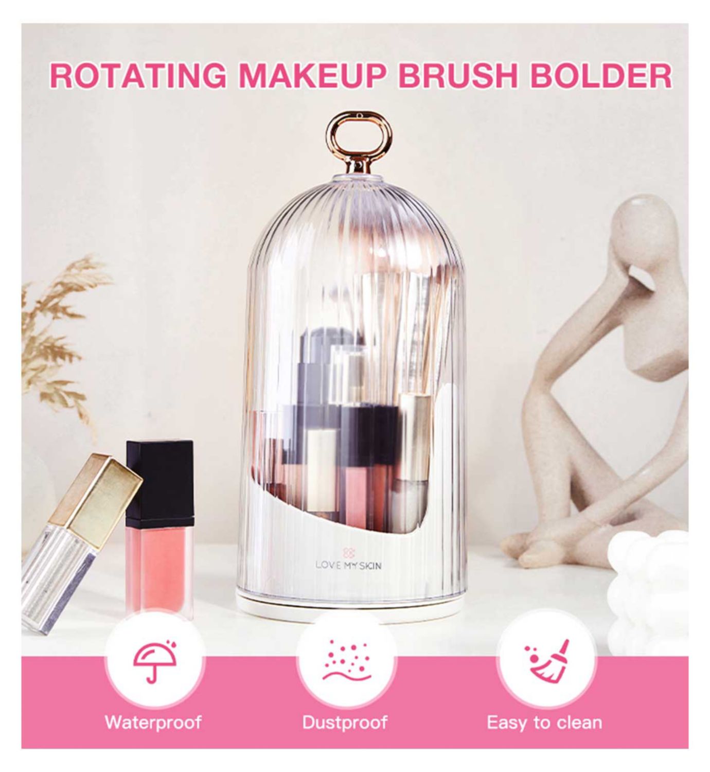 Love My Skin 360° rotating brush storage unit, imported from UK