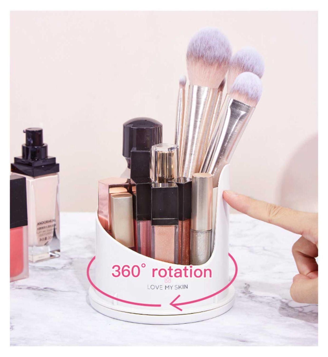Love My Skin 360° rotating brush storage unit, imported from UK
